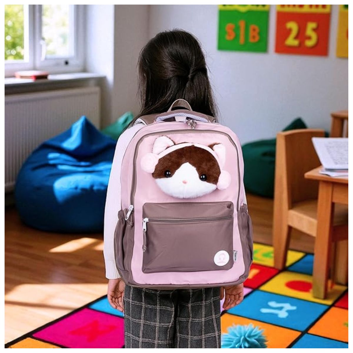 Mochila Animalito Orejeras Gatito Rosa